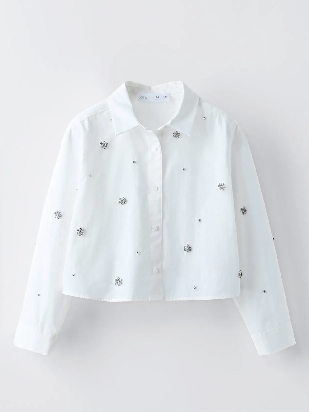 Zara White jewel Girls' Shirt 11-12yr